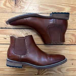 Joseph Abboud brown leather ankle pull on boots men’s 8.5 D